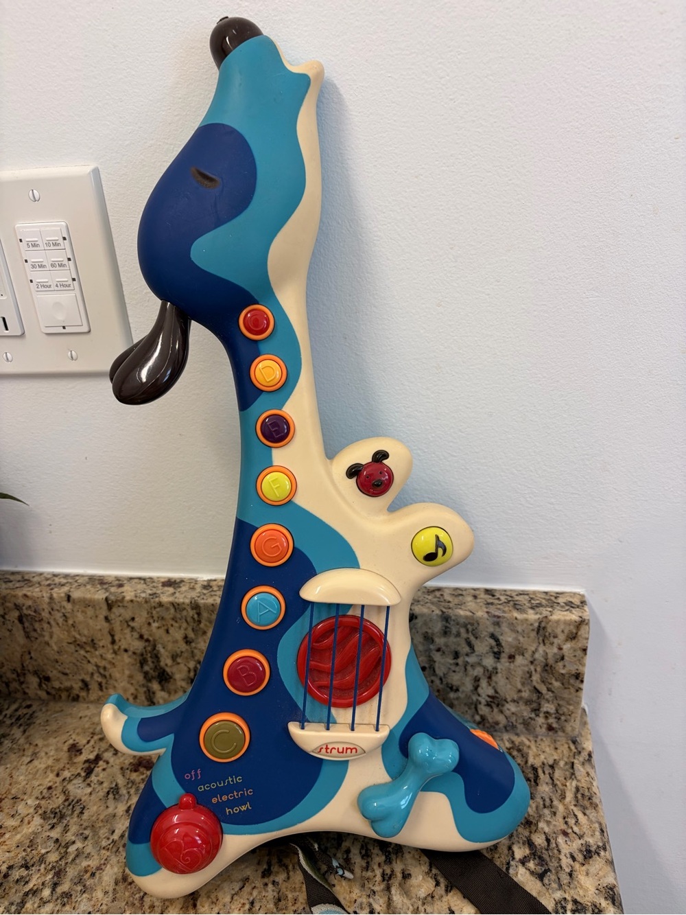 Blue & Cream Musical Puppy Guitar -